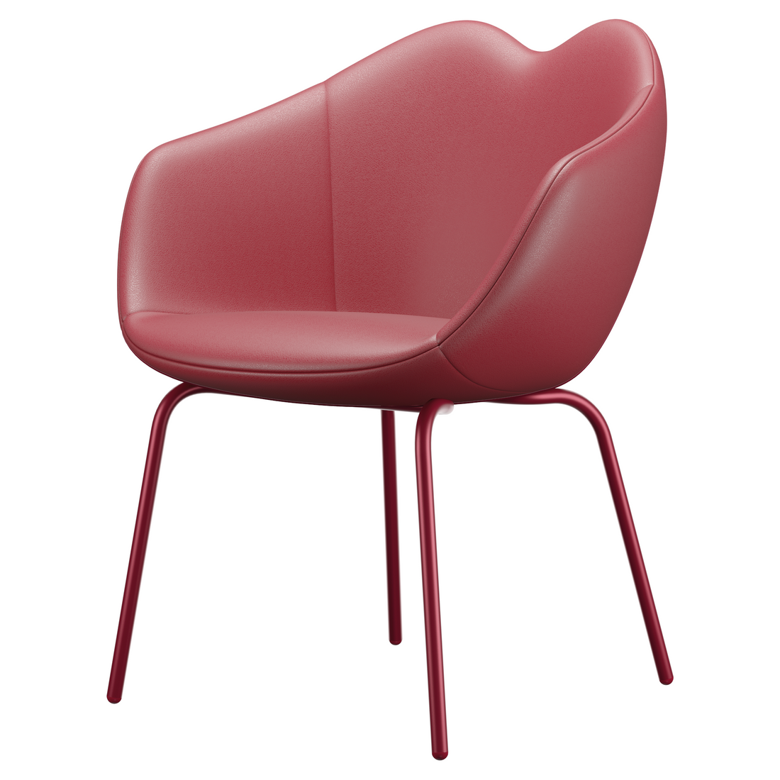 Qeeboo Designstuhl in leuchtendem Rot – skulpturale Silhouette aus Leder