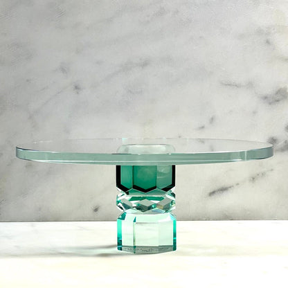 Etagere und Kuchenplatte SOFIA, Kristallglas, minze/grün/grün, 8,3xø20 cm