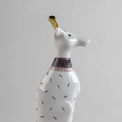 Hochwertige Lladró Hundeskulptur mit goldenen Akzenten