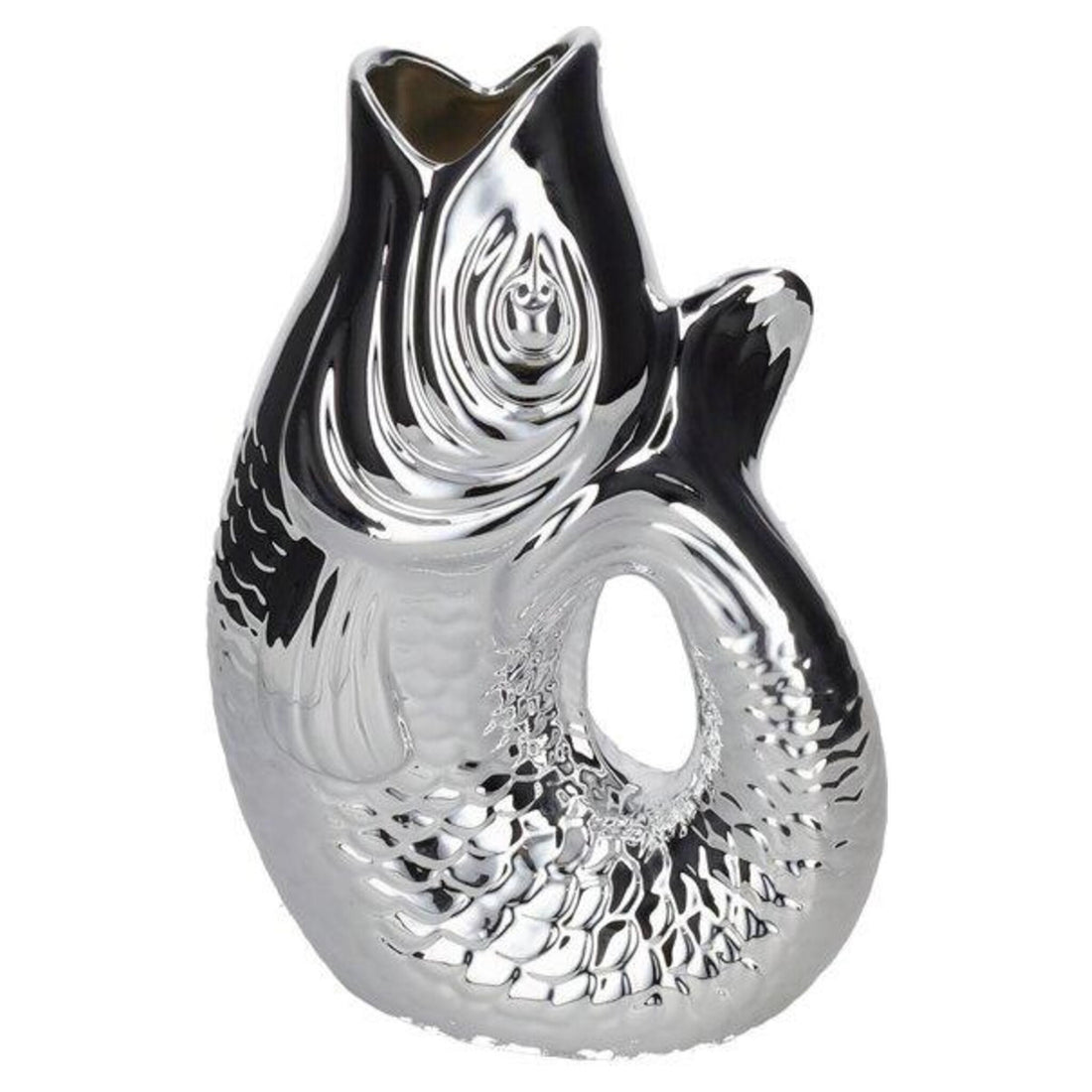 Fischvase MONSIEUR CARAFON silber Steingut 2,7L modern