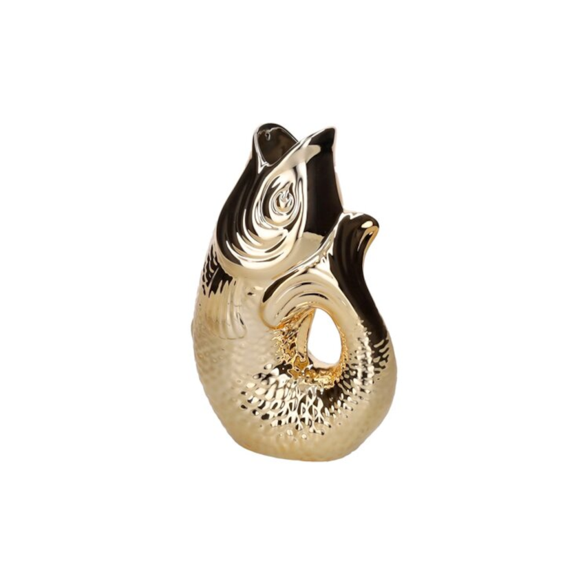 Monsieur Carafon Fischvase in Gold als Designobjekt