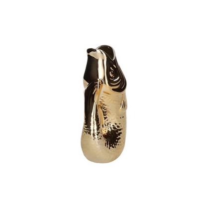 Steingut-Fischvase Monsieur Carafon in glänzendem Gold