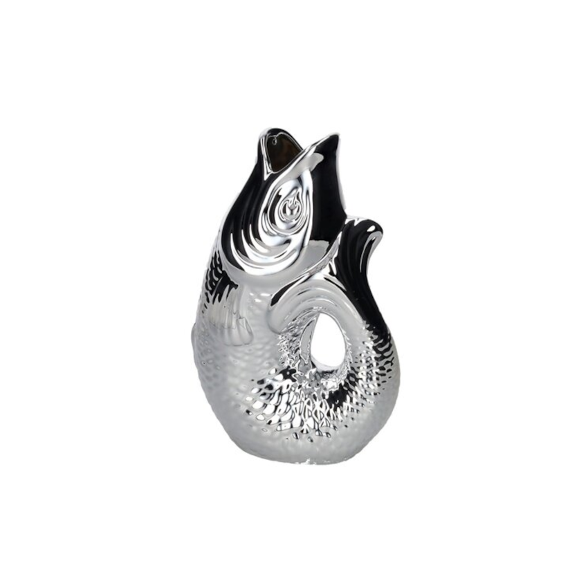 Fisch-Vase MONSIEUR CARAFON in Silber als Designobjekt