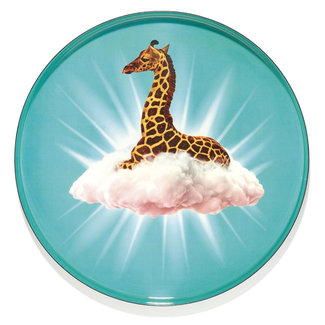 Rundes Gangzai Tablett mit Giraffe auf einer Wolke