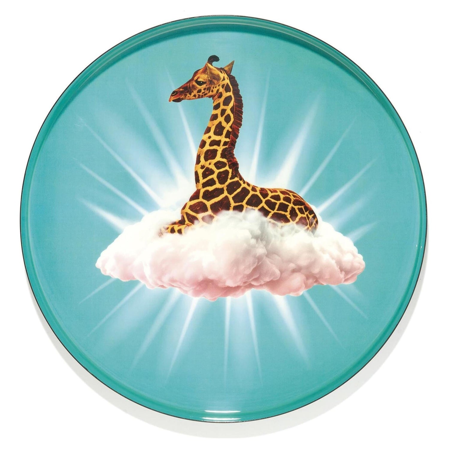 Rundes Gangzai Tablett mit Giraffe auf einer Wolke