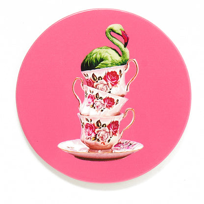 Gangzai Untersetzer Set mit Flamingo und Teetassen Motiv