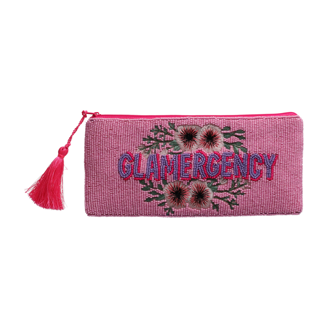 Design Kosmetiktasche mit auffälligem Schriftzug und Muster in Pink