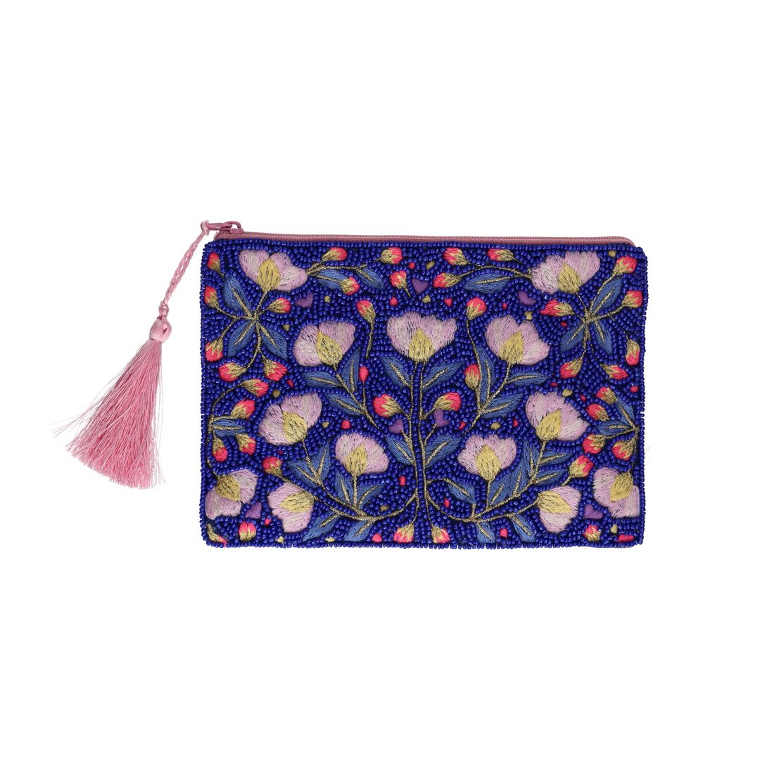 Stilvolle Kosmetiktasche mit blauem floralen Design