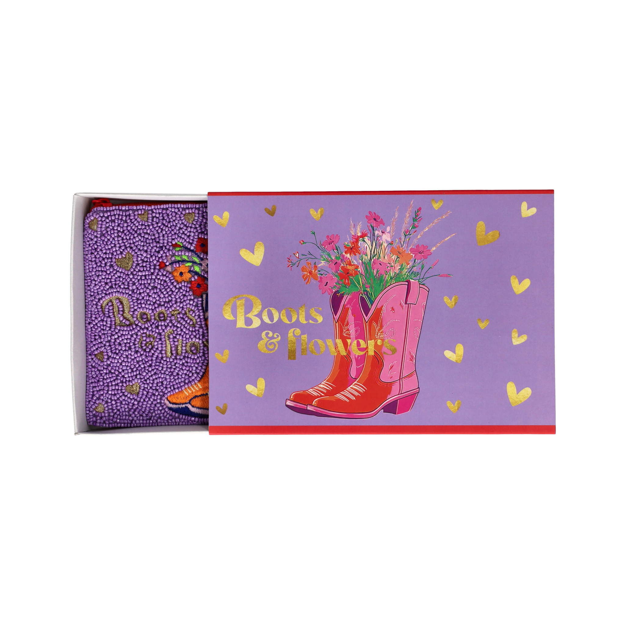 Bestickte Make-up Tasche mit Blumen und Stiefel Design