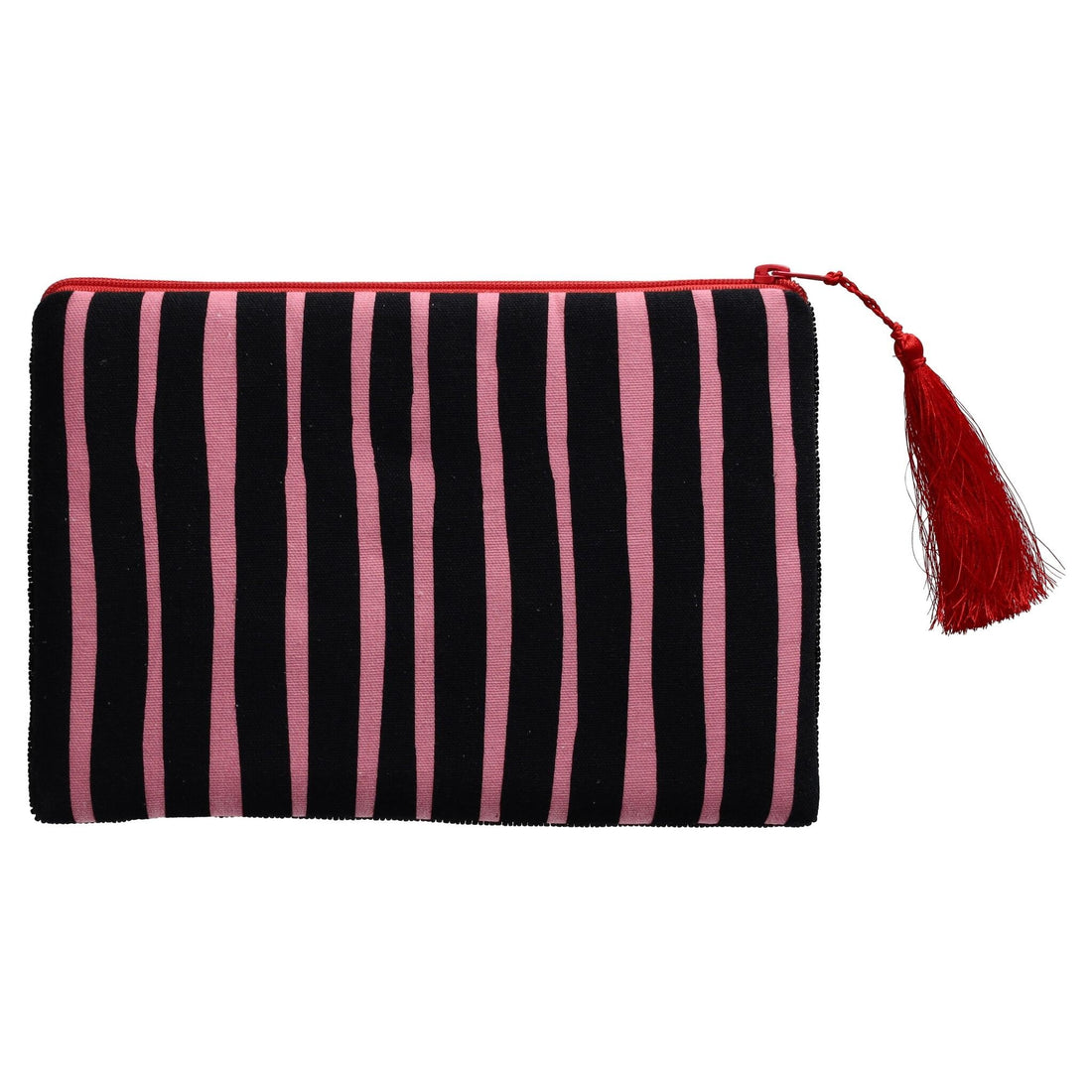 Make-up Tasche mit farbigen Stickereien und dekorativer Quaste