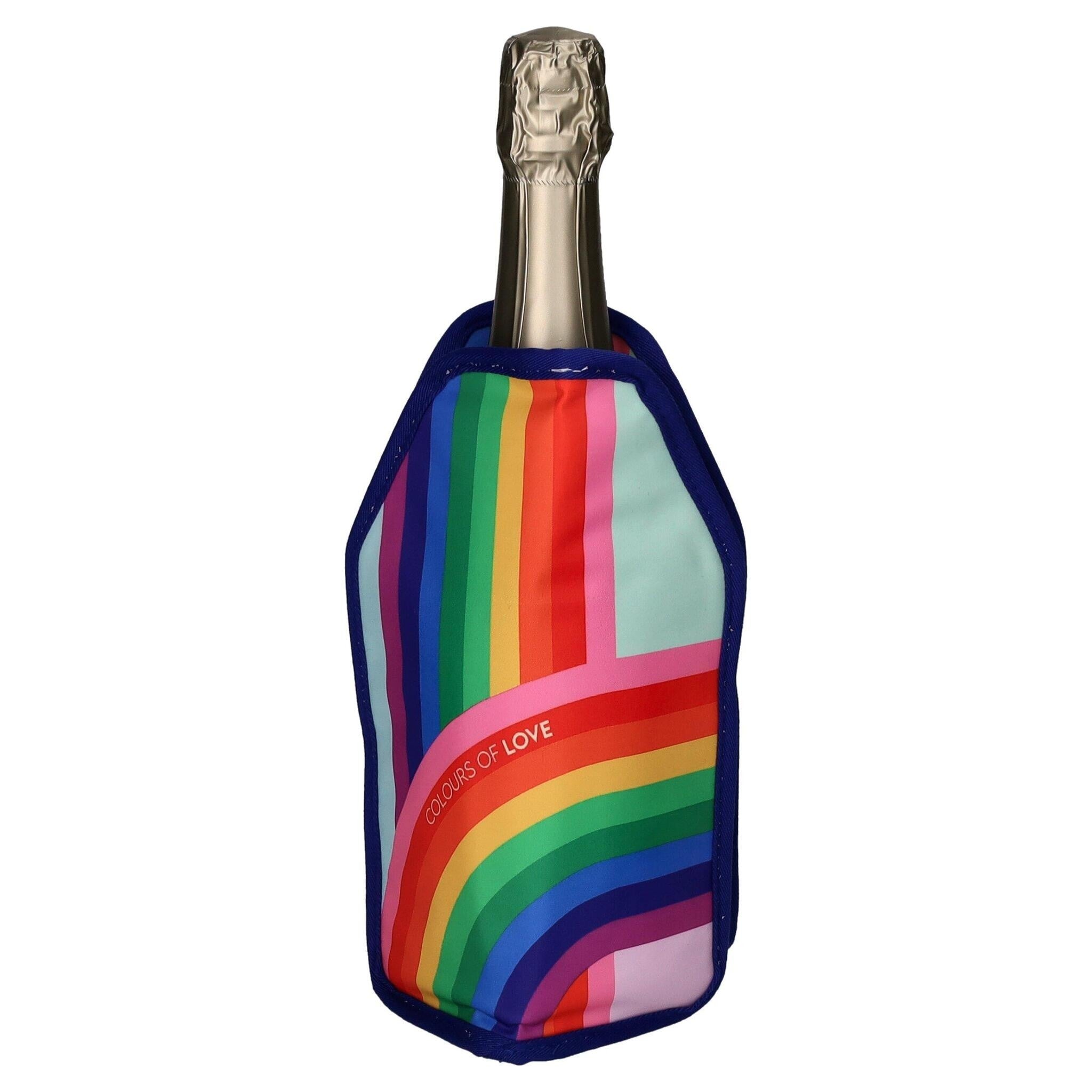 Dekorativer Flaschenkühler mit farbenfrohem Regenbogen-Design