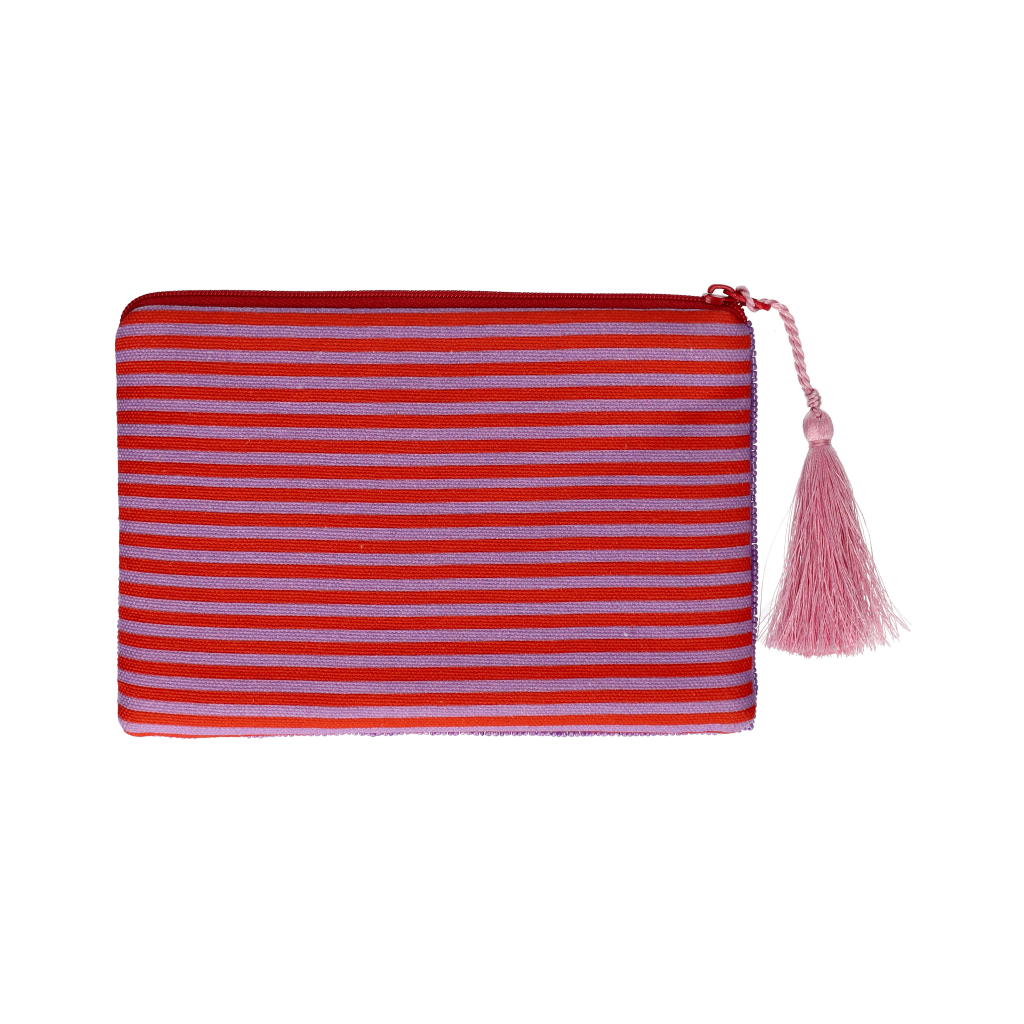 Farbige Kosmetiktasche mit aufwendiger Perlenstickerei