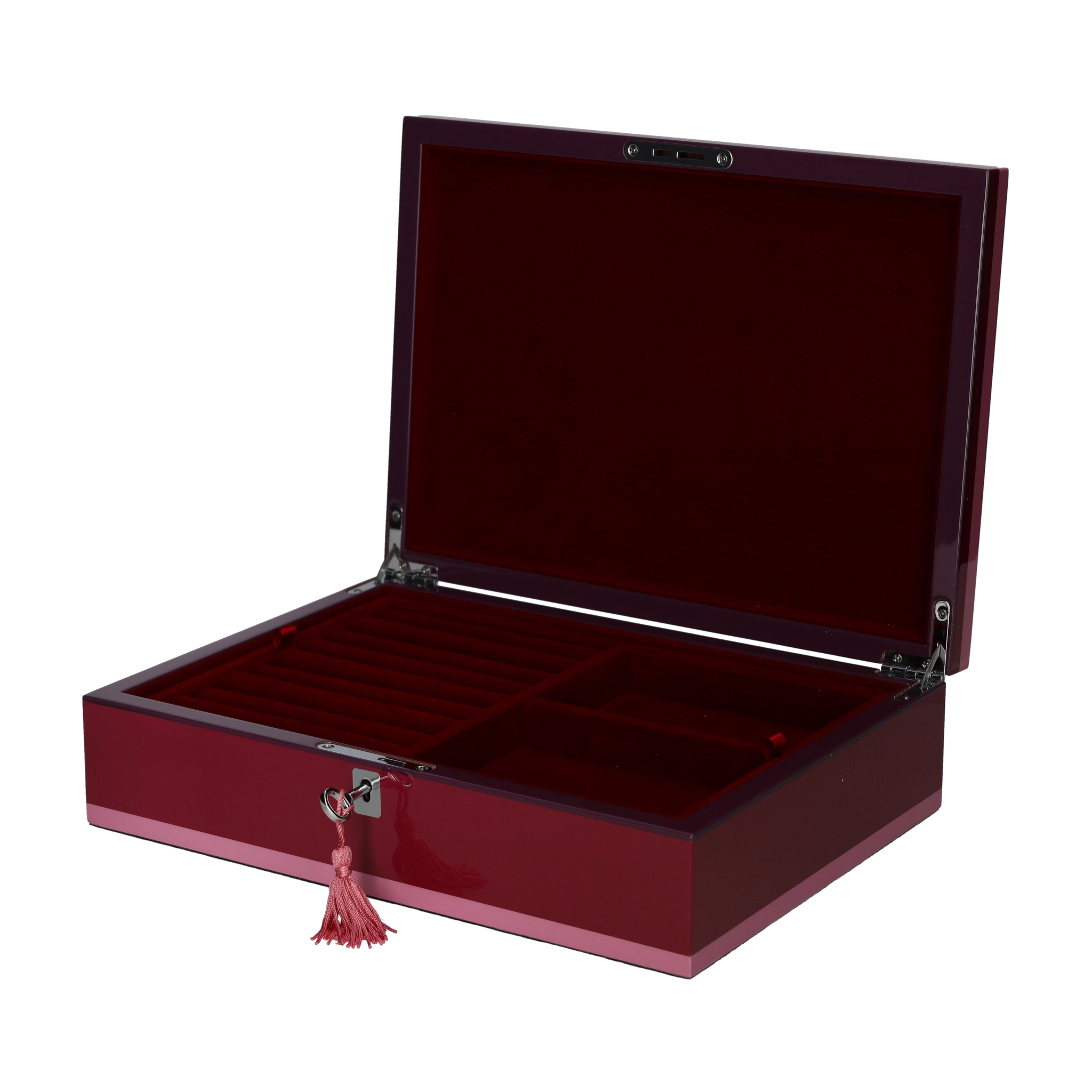 Flache Schmuckbox TANG in Rosa Beere mit glänzender Oberfläche