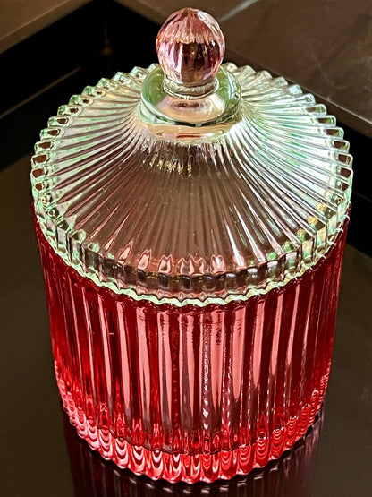 Bombonera CANDY STRIPE en Rojo/Menta Claro ø10 x 17cm