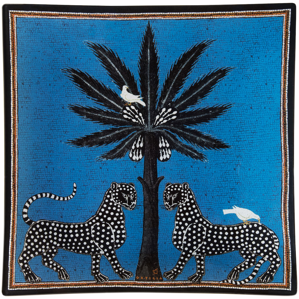 Glasteller MOSAICO blau / quadratisch 25x25 cm