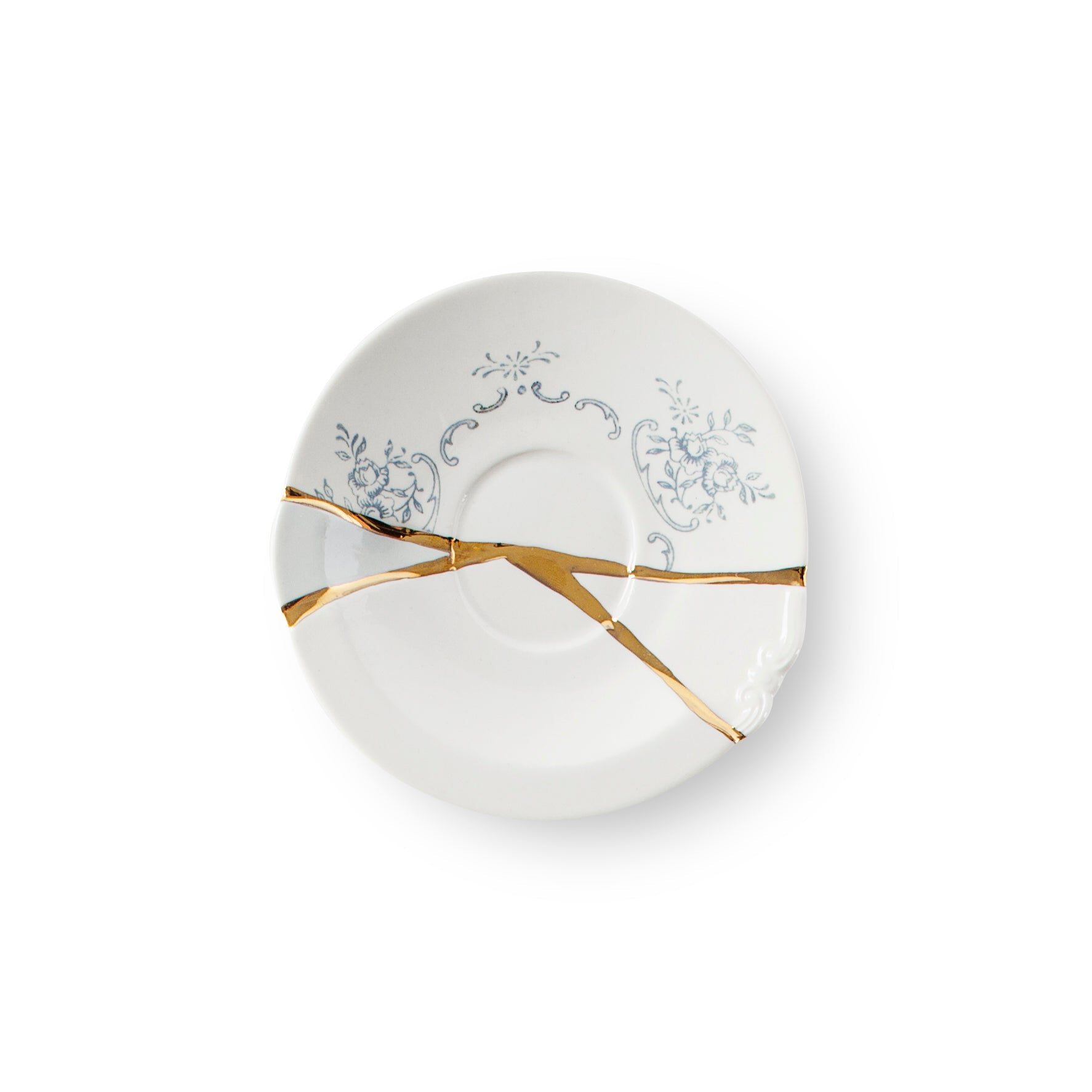 Kintsugi Kaffeetasse mit Unterteller für stilvollen Kaffeegenuss