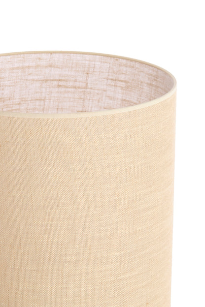 Lámpara de mesa NANA crema con pantalla textil arena – diseño redondo (H125 cm)