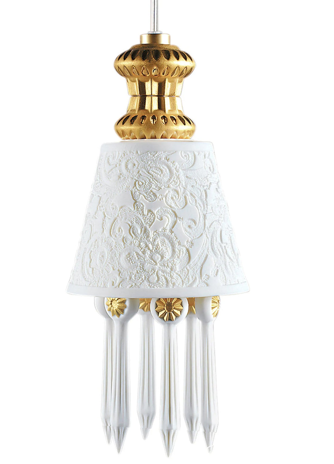 Hängeleuchte BELLE DE NUIT mit Lithophan und Tränen in Golden Luster von Lladró
