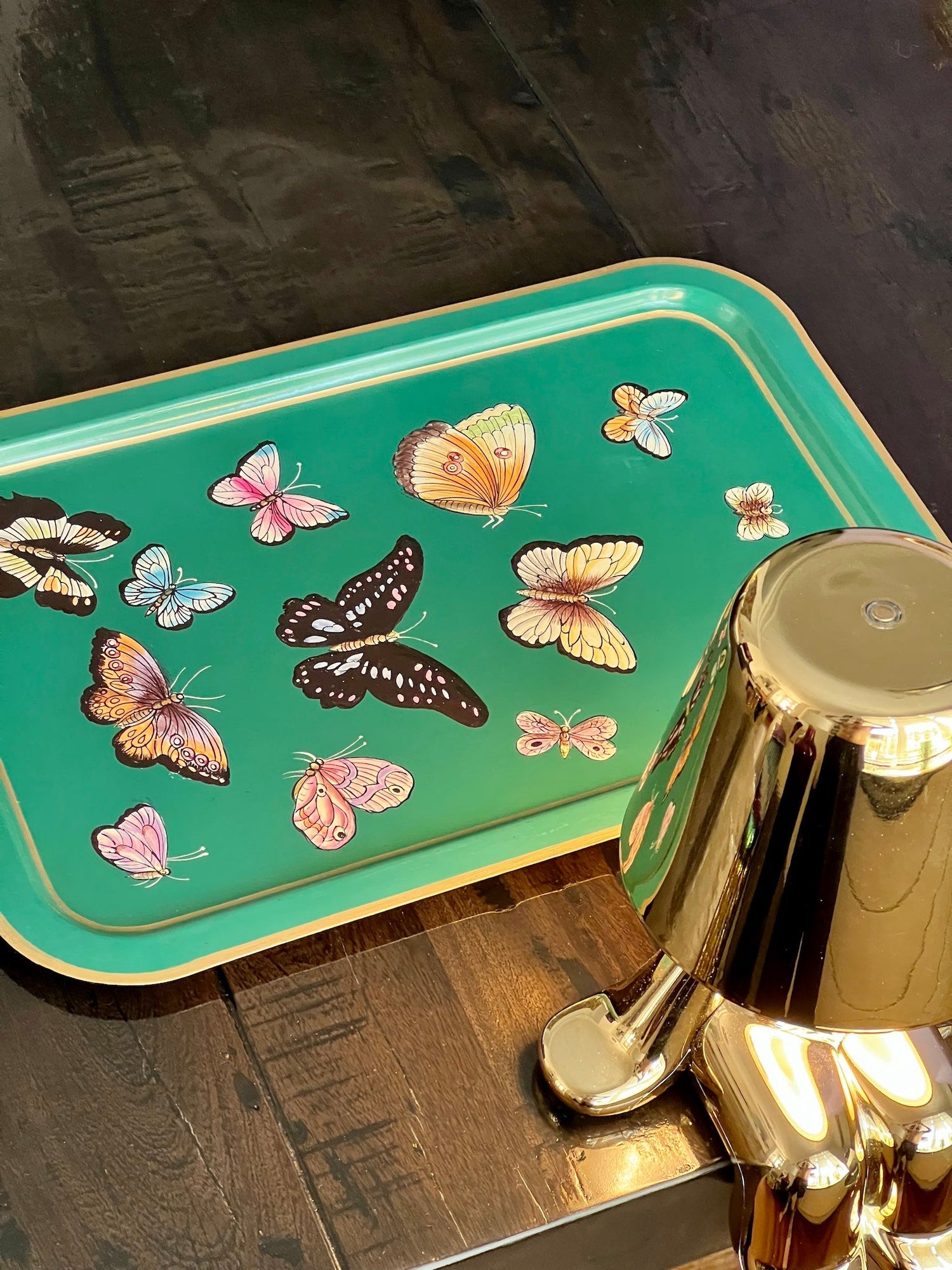 Handbemaltes Tablett „Butterfly Garden“