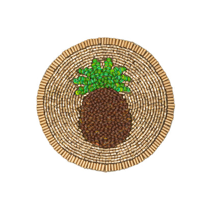 Untersetzer "Pineapple" – handbestickt mit Glasperlen von Joanna Buchanan