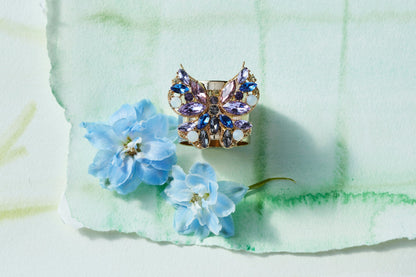 Serviettenringe Butterfly mit Glassteinen in blau und lila
