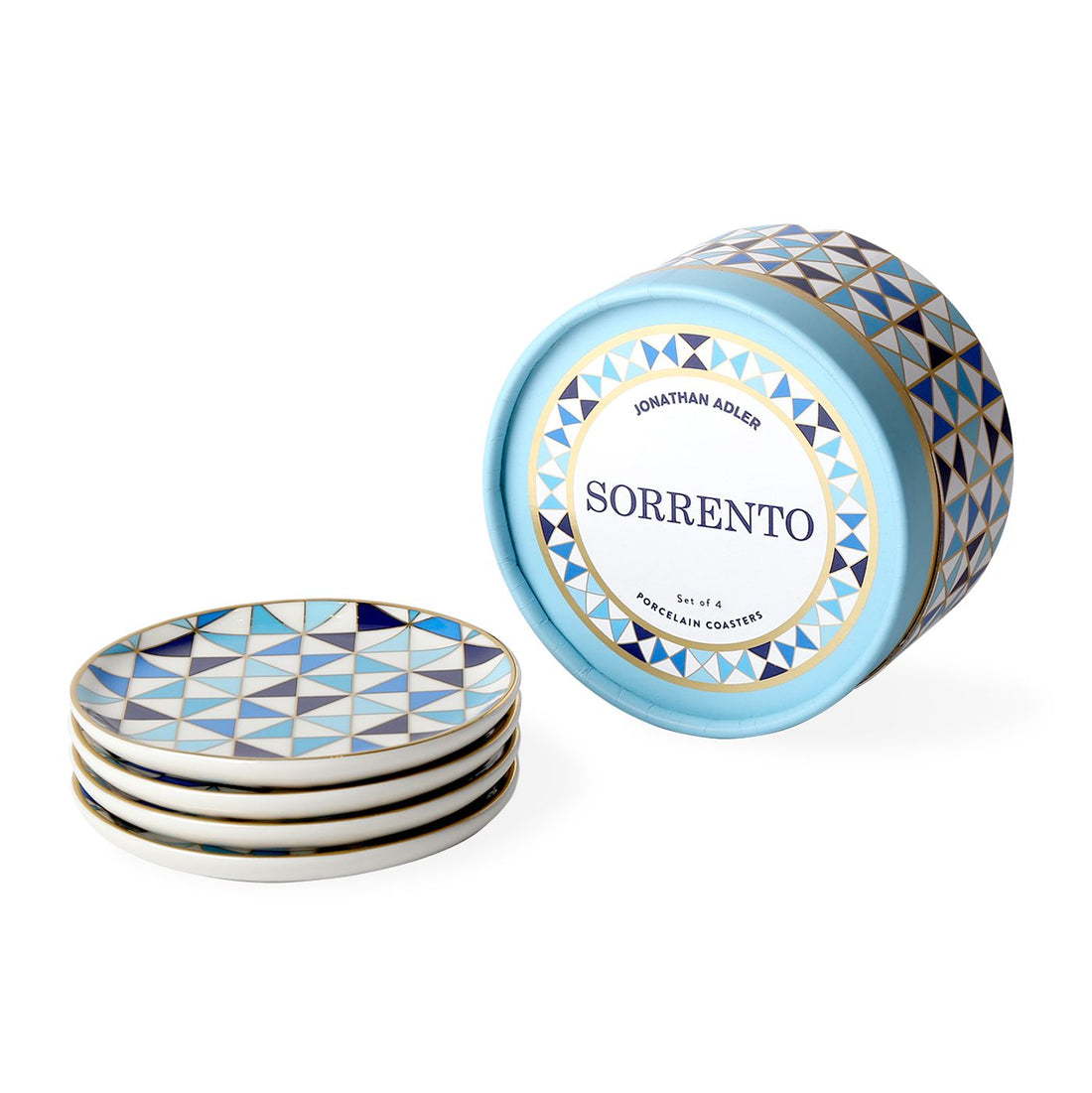 Porzellan-Untersetzer mit blauem Muster und Gold-Akzenten