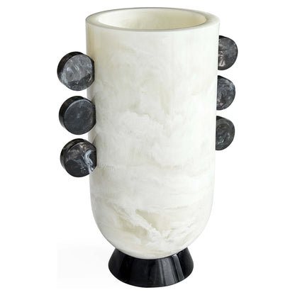 Marmorierte Vase mit grafischen Scheibenelementen von Jonathan Adler.