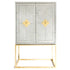 Luxuriöser Barschrank mit blauer Lack-Innenausstattung und goldenen Griffdetails
