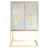 Luxuriöser Barschrank mit blauer Lack-Innenausstattung und goldenen Griffdetails