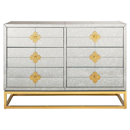 DELPHINE SIX-DRAWER Kommode von Jonathan Adler mit antikisierter Spiegeloberfläche