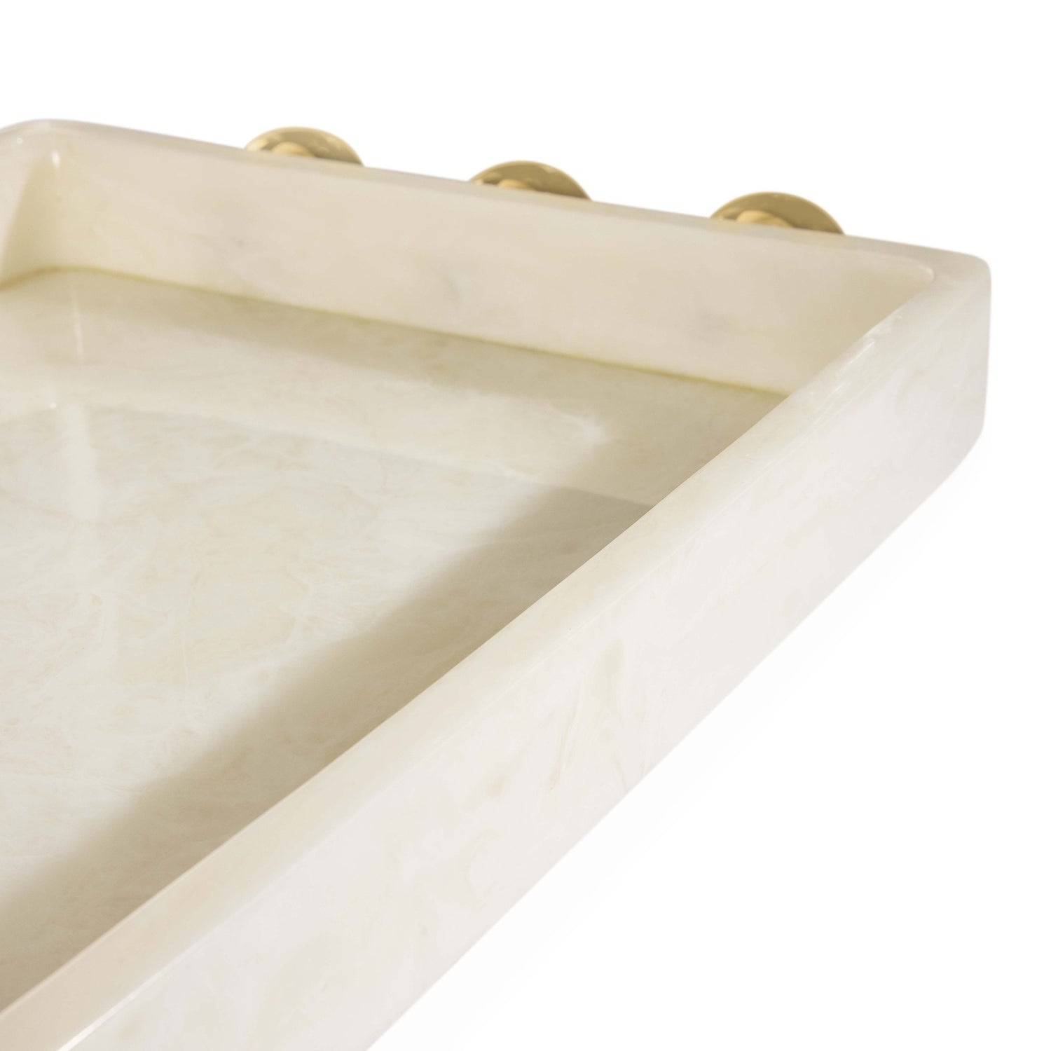 Luxuriöses Serviertablett aus Acryl mit goldenen Griffdetails