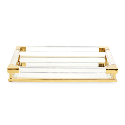 JACQUES Tablett von Jonathan Adler aus klarem Acryl mit Messingakzenten