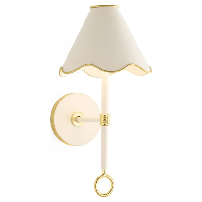 Design-Wandleuchte mit gewelltem Rand und Messingakzenten