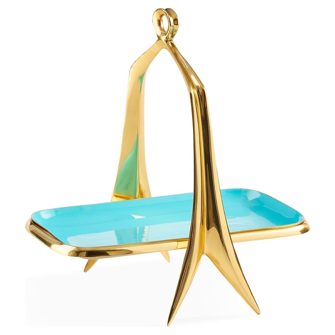 OSCAR BON BON Tablett von Jonathan Adler in Gold und Türkis