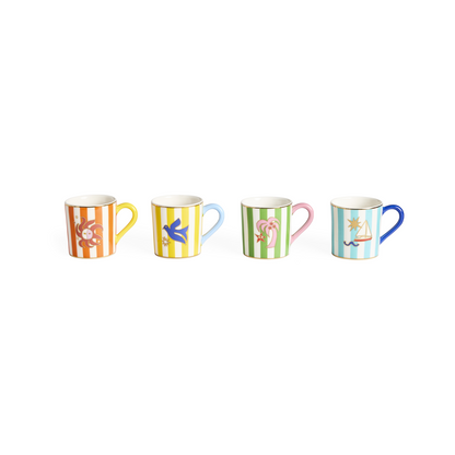 Playa Espresso-Tassen-Set von Jonathan Adler mit bunten Motiven