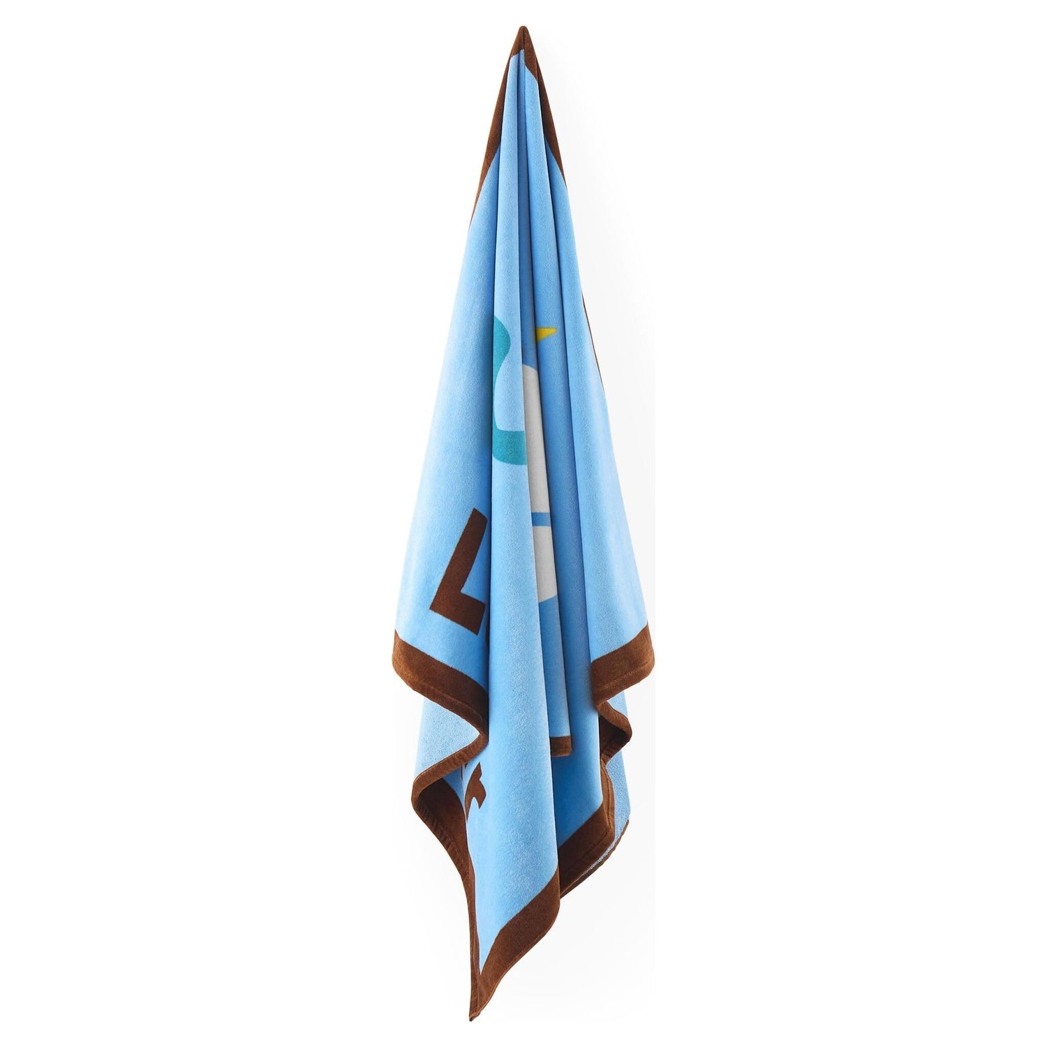 Blaues Strandtuch mit La-Mer-Motiv von Jonathan Adler
