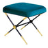 Pfauengrüner Velours-Hocker von Jonathan Adler mit X-förmigem Gestell