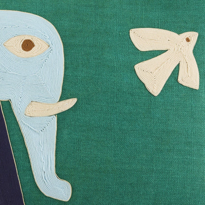 Jonathan Adler Kissen mit Elefant auf grünem Hintergrund