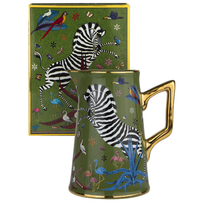 Kleine Karaffe „Jug Ceramic Grün“ Jungle-Motiv von Ortigia Sicilia
