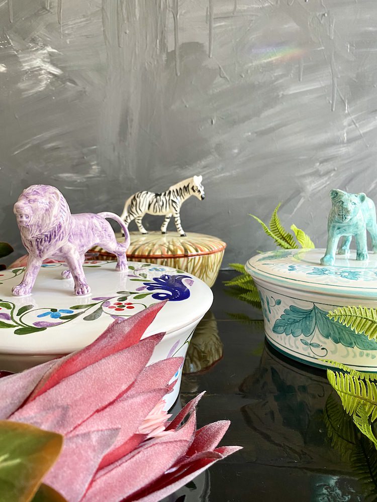 Deko Keramik Dosen mit Tieren