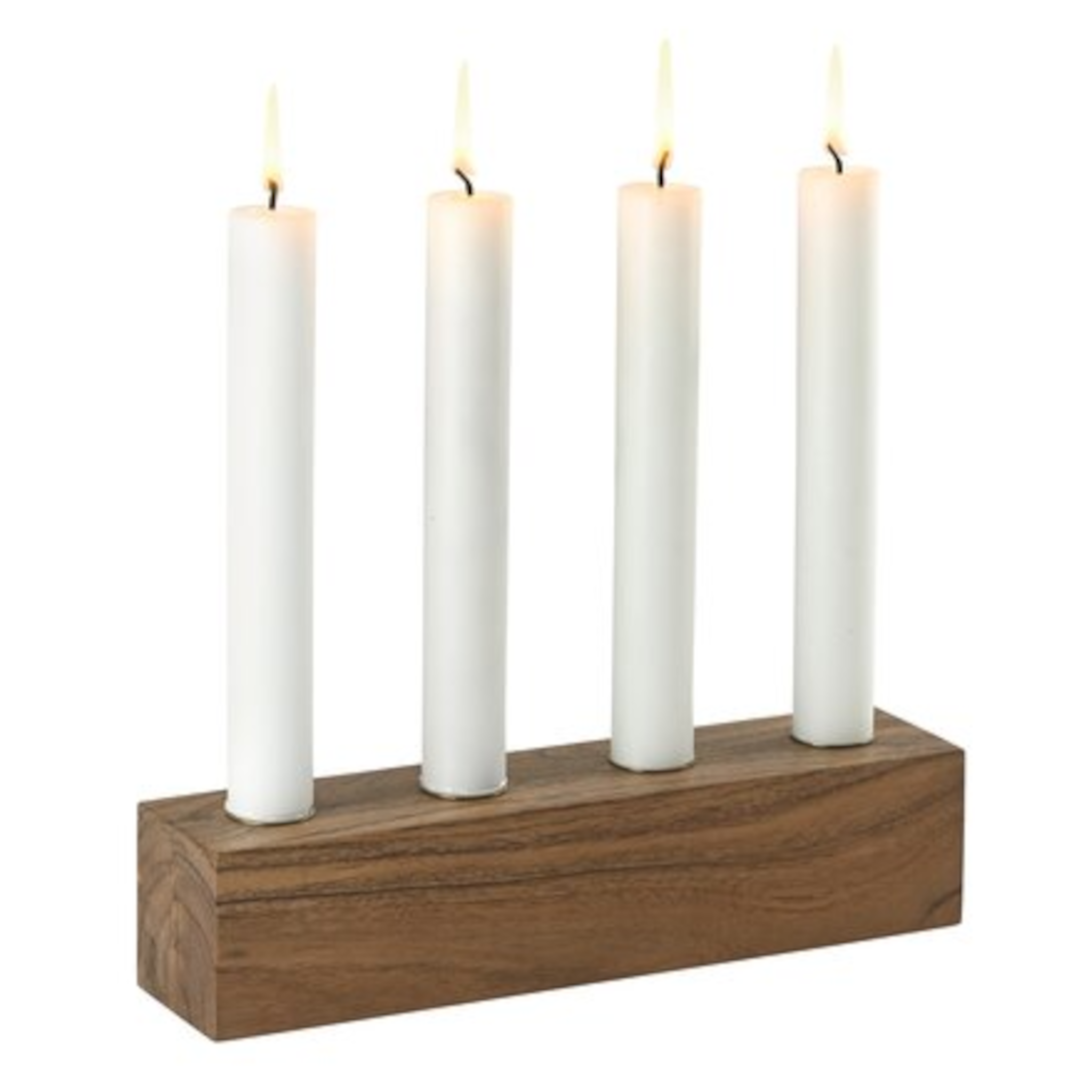 Eckiger Kerzenhalter aus Akazienholz für 4 Kerzen