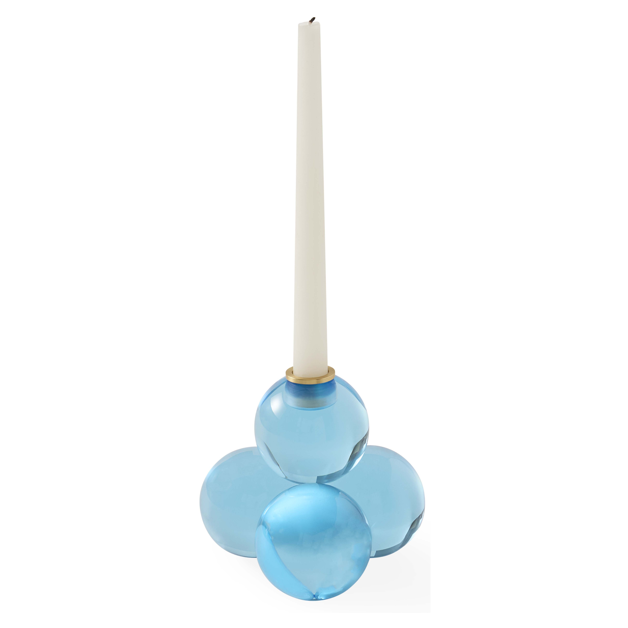 Eleganter Globo Kerzenhalter von Jonathan Adler mit blauen Acrylkugeln
