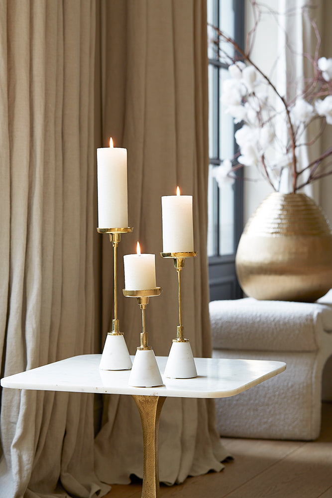Kerzenhalter JOLIAN in shiny gold und Marmor von Light &amp;amp; Living