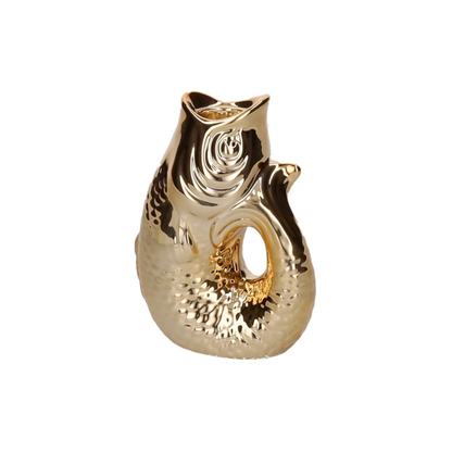 Kerzenhalter Monsieur Carafon Fisch XS gold Steingut