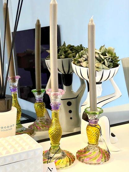 Portavelas PRISMA de cristal, 16cm, multicolor