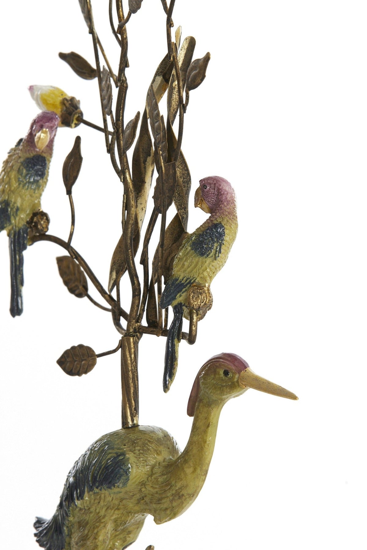 Kerzenständer aus Metall in Bronze mit dekorativen Vogelmotiven