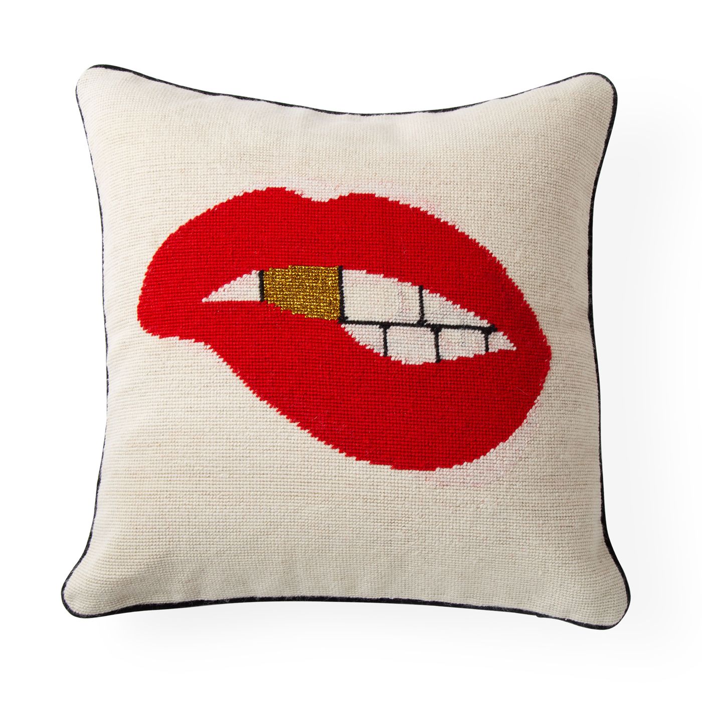 Wollkissen mit Lippenmotiv von Jonathan Adler