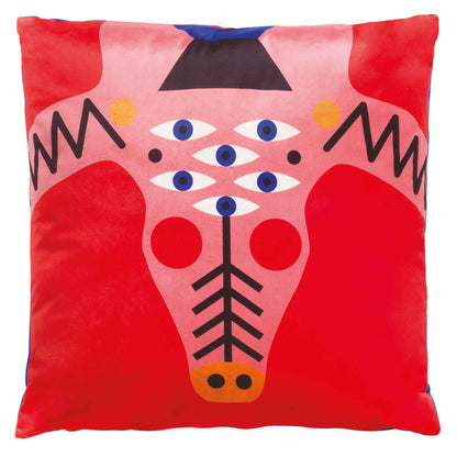 Kissen mit dem Design von Marco Oggian mit einer Krokodil aus bunten Farben