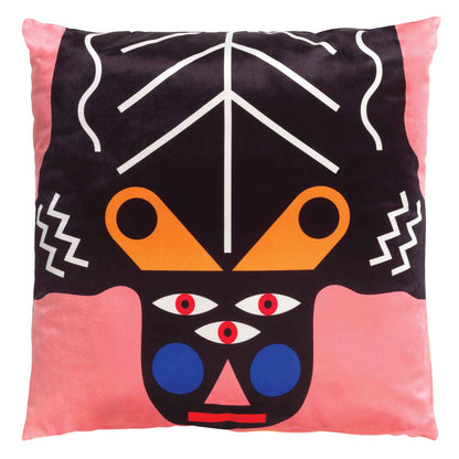 Kissen mit dem Design von Marco Oggian mit einer Kreatur aus bunten Farben