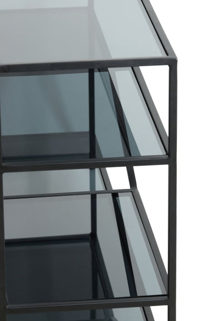 Konsolentisch AINO matt schwarz und Rauchglas140x35x80cm
